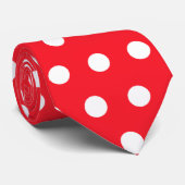 Cravate Motif de point rouge et blanc de polka. Tacheté (Roulé)