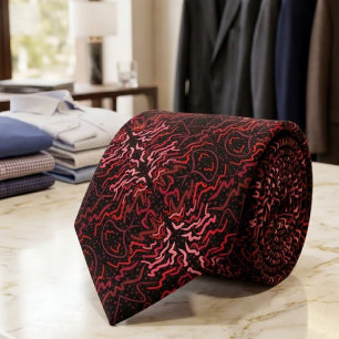 Cravate Motif de points et de gribouillis roses et rouges