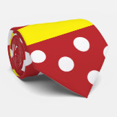 Cravate Motif de points Polka Jaune rouge (Roulé)