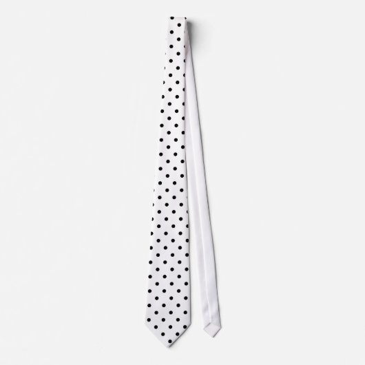 Cravate Motif de points Polka noir et blanc (Devant)