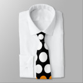 Cravate Motif de pois orange-foncé et blanc moderne (Attaché)