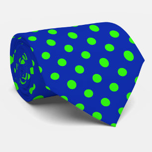 Cravate Motif de pois verts sur fond bleu