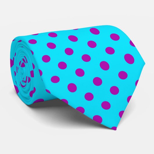 Cravate Motif de pois violet sur fond bleu