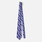 Cravate Motif de poisson - Bleu foncé sur blanc (Devant)