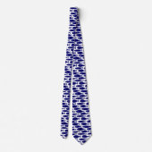 Cravate Motif de poisson - Bleu foncé sur blanc (Dos)
