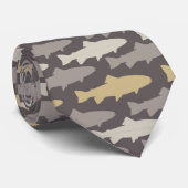 Cravate Motif de poisson de truite jaune et gris (Roulé)