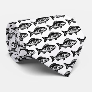 Cravate Motif de poisson - Noir sur blanc