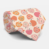 Cravate Motif de pomme rose et orange mignon (Roulé)