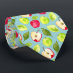 Cravate Motif de pommes d'aquarelle<br><div class="desc">C'est un motif des pommes. Il y a les pommes vertes et rouges. Un est coupé dans la moitié. Il y a également un certain feuille mélangé dans le motif. Les pommes ont été colorées dans l'aquarelle.</div>