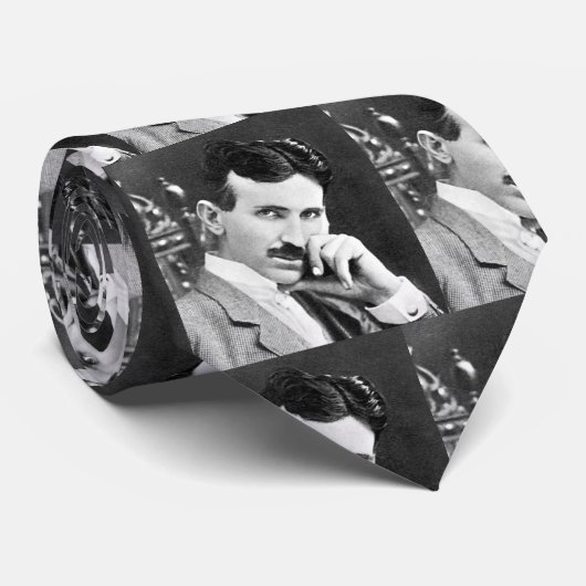 Cravate Motif de portrait de Nikola Tesla (Roulé)