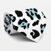 Cravate Motif de poster de animal de léopard de noir bleu (Roulé)