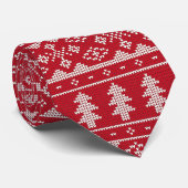 Cravate Motif de pull de Noël moche rouge (Roulé)