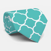 Cravate Motif de Quatrefoil bleu-vert (Roulé)