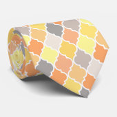 Cravate Motif de quatrefoil jaune, orange et gris (Roulé)