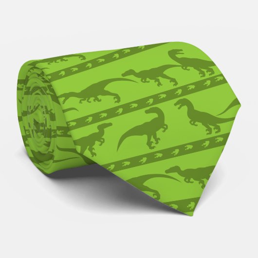 Cravate Motif de Raptor Vert (Roulé)