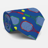 Cravate Motif de raquettes et balles de tennis (Roulé)