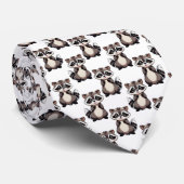 Cravate Motif de Raton laveur Blanc  (Roulé)