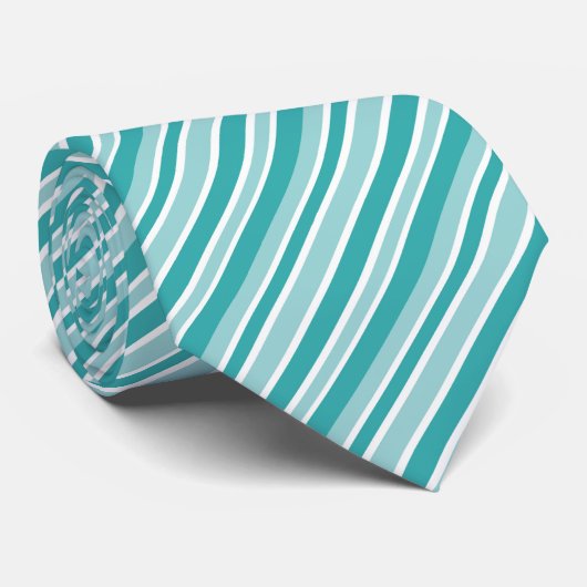 Cravate Motif de rayure blanche sarcelle cool (Roulé)