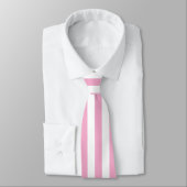Cravate Motif de rayure verticale rose et blanc (Attaché)