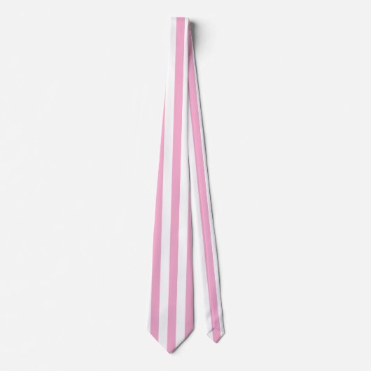 Cravate Motif de rayure verticale rose et blanc (Devant)