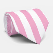 Cravate Motif de rayure verticale rose et blanc (Roulé)