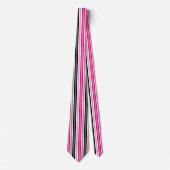 Cravate Motif de rayures blanches noires roses Design (Devant)
