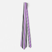 Cravate Motif de rayures blanches noires violettes (Devant)