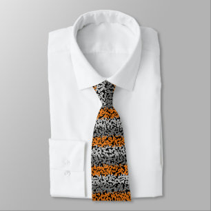 Cravate Motif de rayures horizontales orange moderne noir