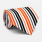 Cravate Motif de rayures orange noir blanc Design (Roulé)