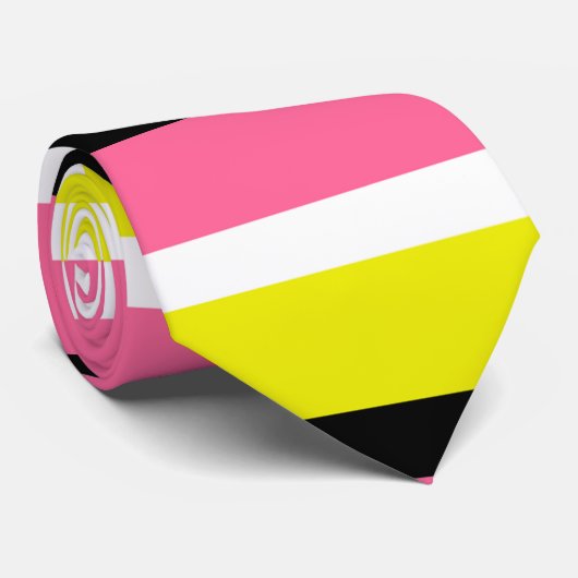 Cravate Motif de rayures rose jaune (Roulé)