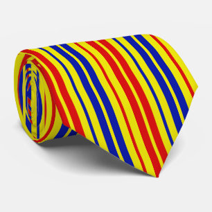 Cravate Motif de rayures rouge bleu jaune