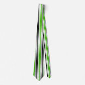 Cravate Motif de rayures vert noir blanc (Devant)