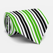Cravate Motif de rayures vert noir blanc (Roulé)