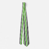 Cravate Motif de rayures vert noir blanc (Dos)