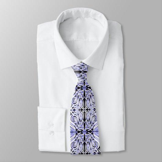 Cravate Motif de répétition Abstrait blanc violet (Attaché)