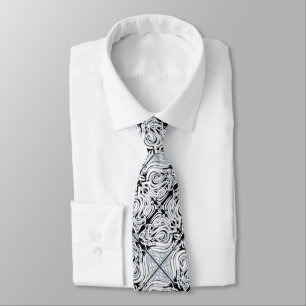 Cravate Motif de répétition Abstrait gris noir blanc