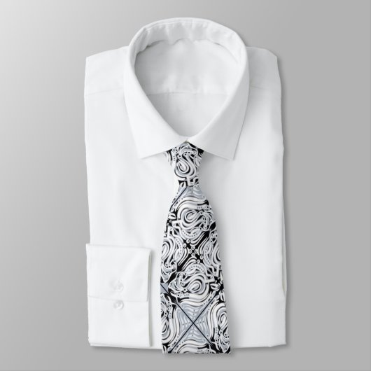 Cravate Motif de répétition Abstrait gris noir blanc (Attaché)