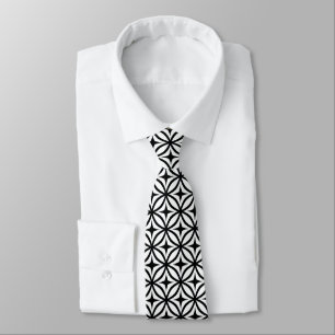 Cravate Motif de répétition Black and White Ogee Star