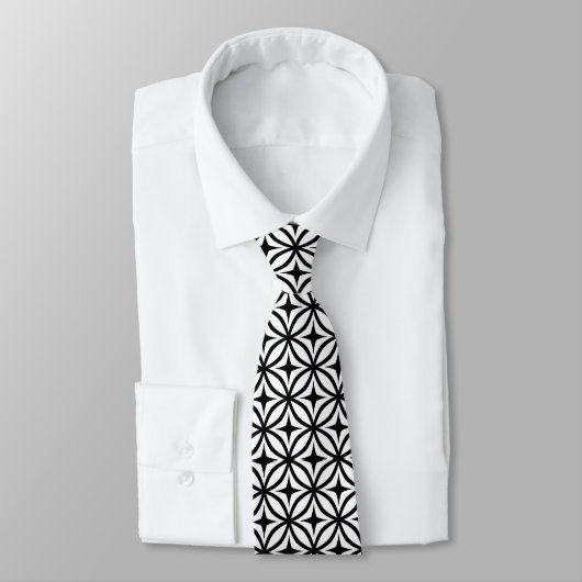 Cravate Motif de répétition Black and White Ogee Star (Attaché)