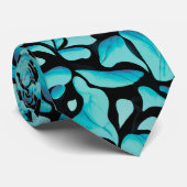 Cravate Motif de répétition feuille bleue (Roulé)