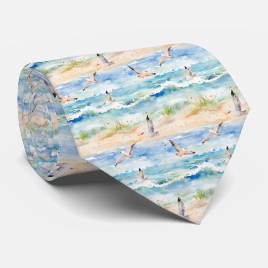 Cravate Motif de rivage de bécasseau côtier (2) (Roulé)
