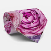 Cravate Motif de Rose de Lavande rose blanc (Roulé)