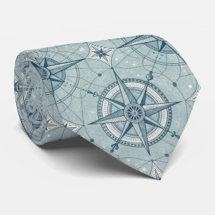 Cravate Motif de rose des vents de compas nautique vintage