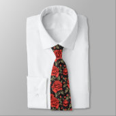 Cravate motif de roses rouges (Attaché)