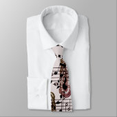 Cravate Motif de saxophone et de notes de musique (Attaché)