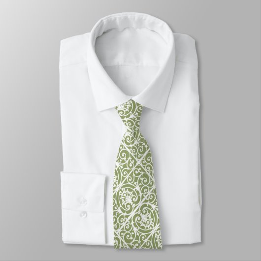 Cravate Motif de scrollwork de vert olive (Attaché)