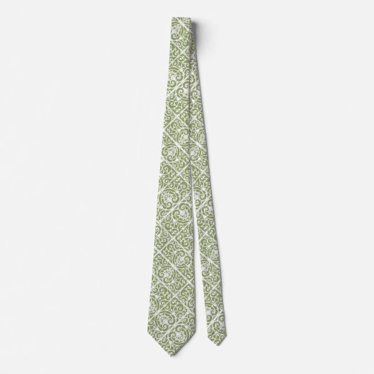 Cravate Motif de scrollwork de vert olive (Devant)