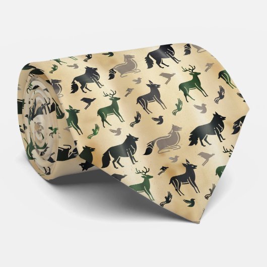 Cravate Motif de silhouette d'animal abstrait (Roulé)