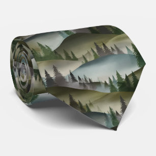 Cravate Motif de silhouette de forêt naturelle
