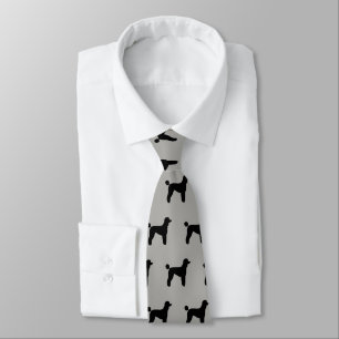 Cravate Motif de silhouettes de caniche standard gris et